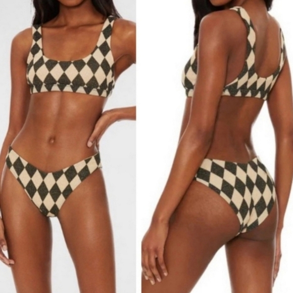 New!Beach Riot Diamond Shine Vanessa Bikini Bottom - Picture 1 of 9